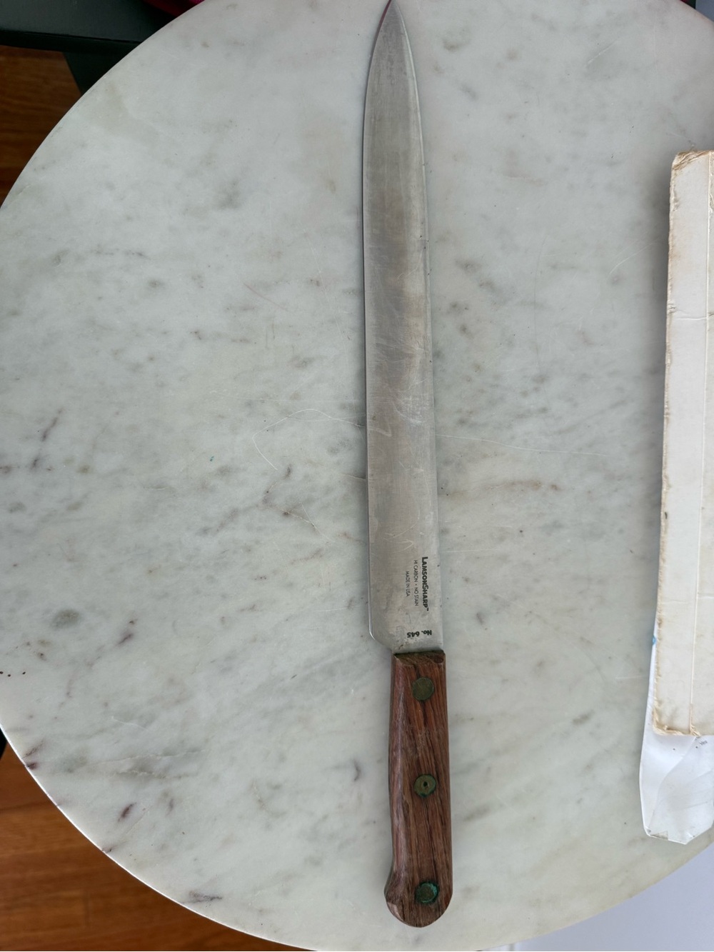 LAMSONSHARP No. 645 Hi Carbon NO STAIN 10” CHEF'S CARVING SLICING KNIFE USA